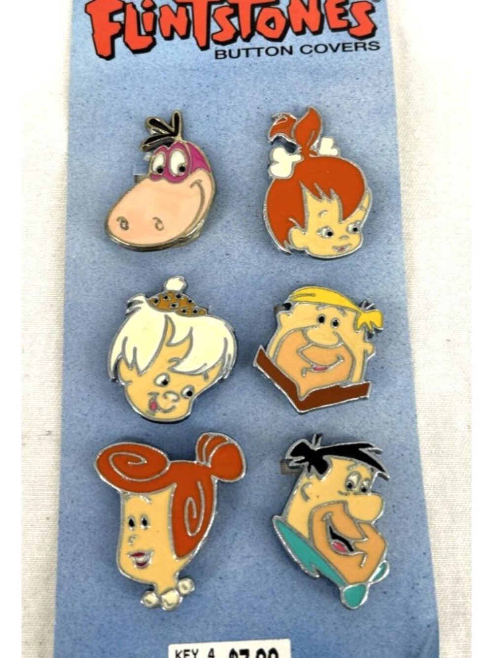 Flintstones Button Covers Enamel Hanna Barbera Cartoon 1994 Pebbles Bam Bam Fred